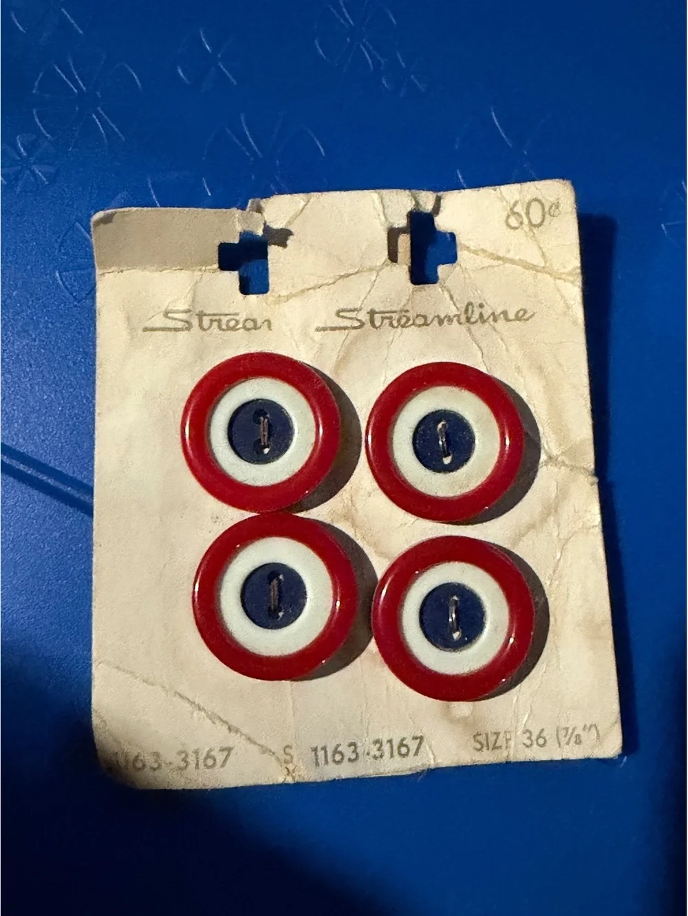 Vintage Streamline Button Set - Red, White & Blue Patriotic